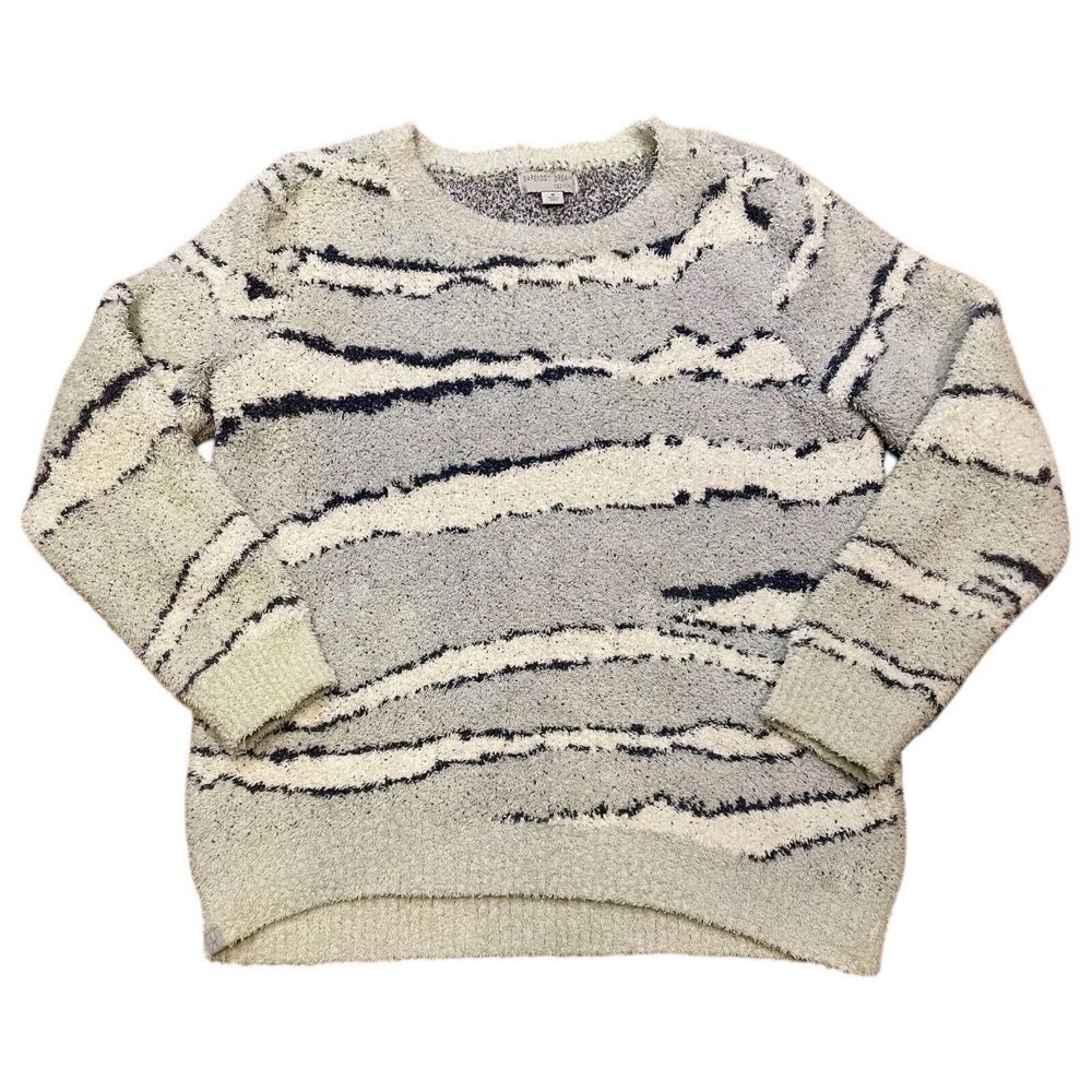 Barefoot Dreams Seaside Cozy Chic Crewneck Womens Pullover Sweater Zebra Medium